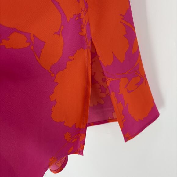 Bar III Slip Dress Womens Medium Pink Orange Floral Maxi Draped Neck - Picture 8 of 8